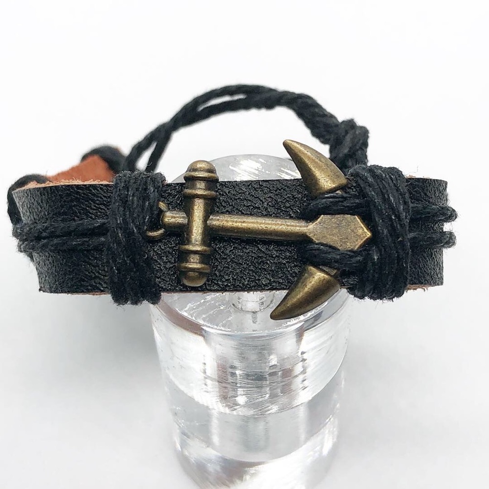 Black leather bracelet.